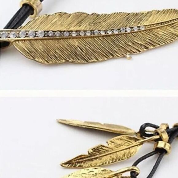 NWT StainlessSteel Feather Tree leaf Multi layer necklace , Adjustable - Picture 6 of 10